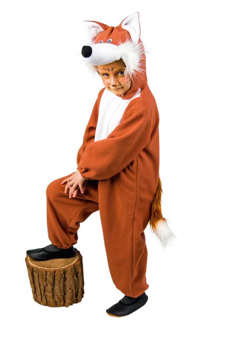 Unisex Kostüm Fuchs Overall mit Kapuze Karneval Fasching Smi 