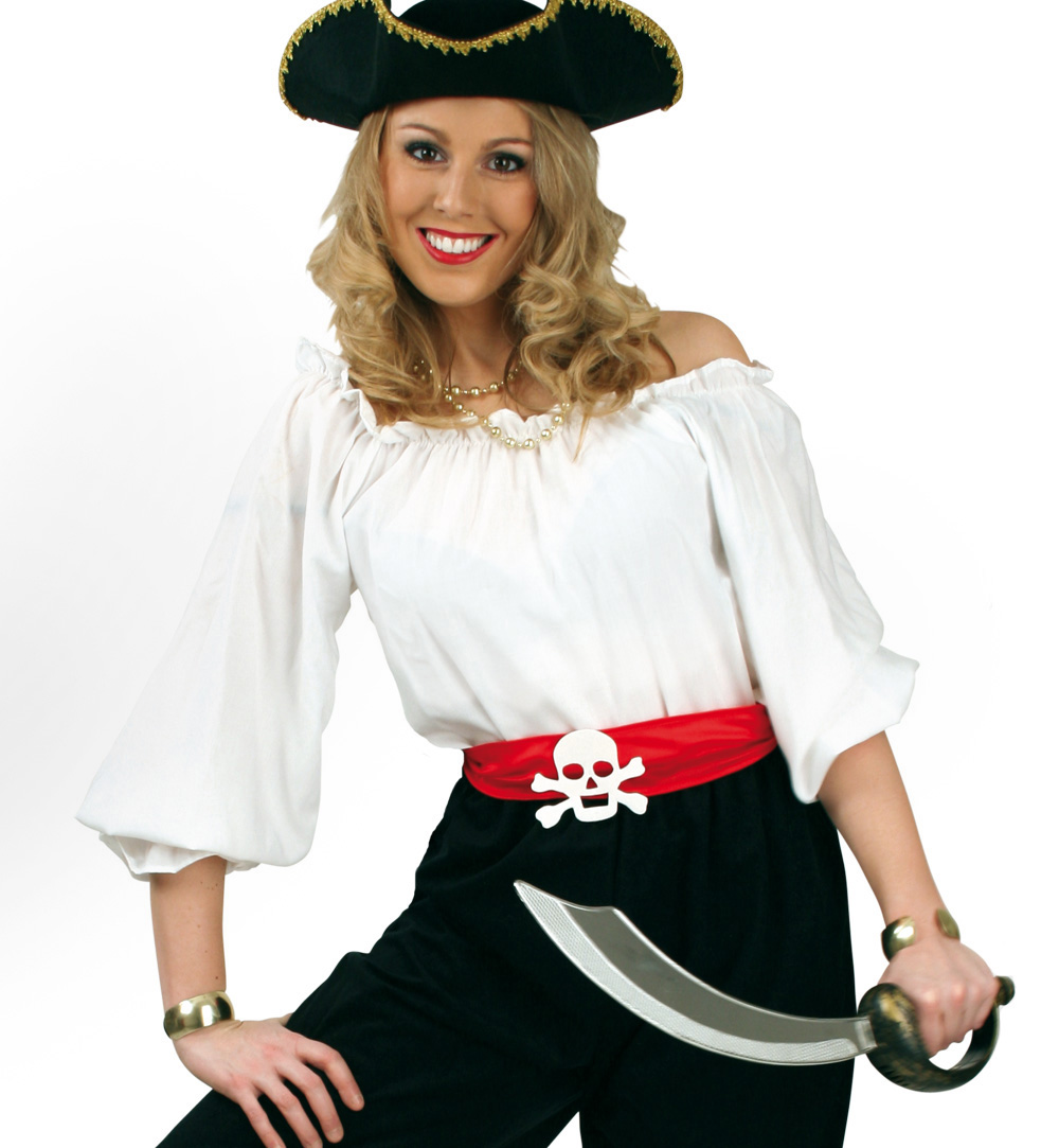 Piratenbluse Carmen Bluse Piratin Zigeunerin schwarz braun weiß Gr 36 38 40 
