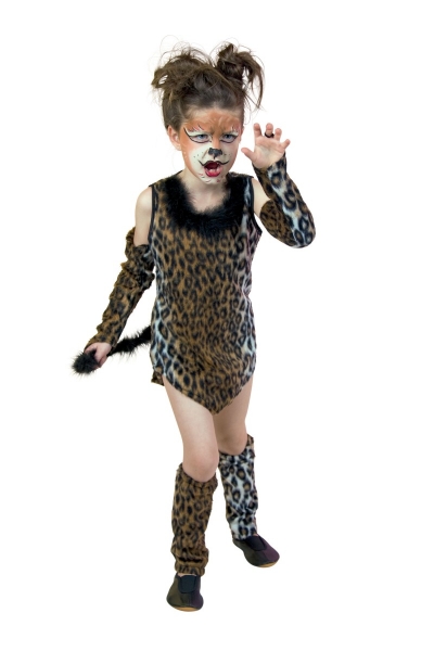 Leopard Wildkatze Kleid mit Arm- und Beinstulpen