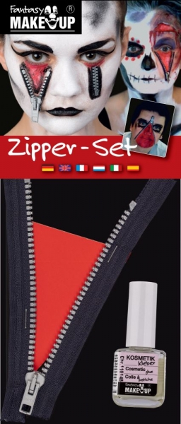 Zipper-Set: Reißverschluss, Kosmetikkleber