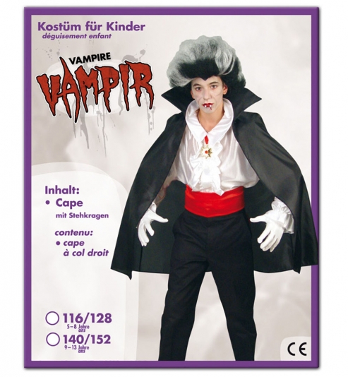 Vampir Umhang Dracula mit Stehkragen für Kinder