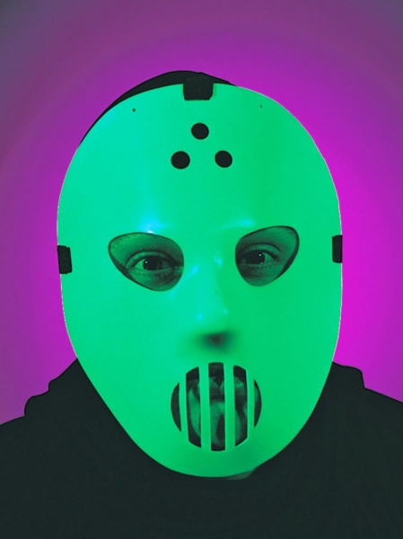 Hockey-Maske, weiß, nachleuchtend