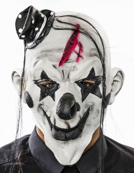 Maske Psycho-Clown mit Haar