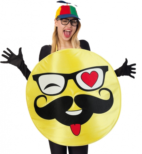 Emoji Smily Hipster Kostüm Universalgröße