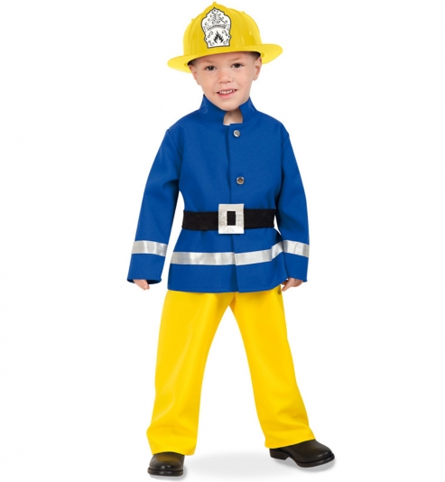 Feuerwehrmann Kostüm Kinder blau-gelb