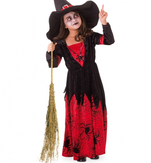 Hexe Kleid rot schwarz für Kinder