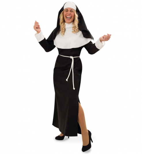 Nonne Ordensschwester Kleid mit Haube + Kordel Klosterfrau