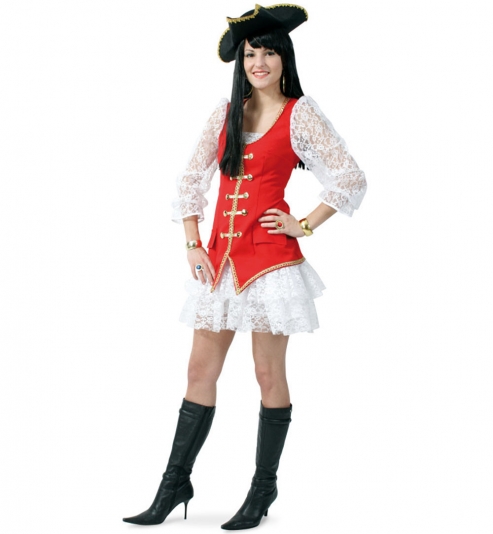 Edles Piratin Kostüm Kleid + Weste