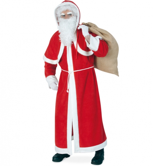 Weihnachtsmann Mantel Nikolausmantel mit Pelerine, Kapuze + Kordel