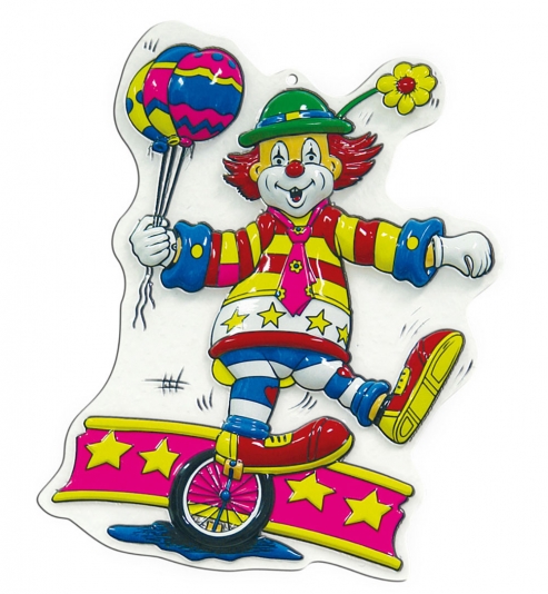 Wanddekoration Faschingsdekoration Clown auf Einrad 40 cm