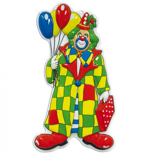 Wand-Deko Clown mit Ballons, ca. 60 cm Höhe