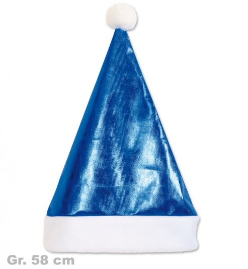 Nikolaus Mütze blau glänzend