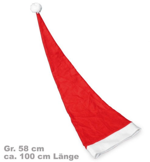 Nikolausmütze Weihnachtsmütze superlang 100 cm