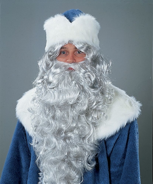 Weihnachtsmann Bart mit Stirnband eisgrau