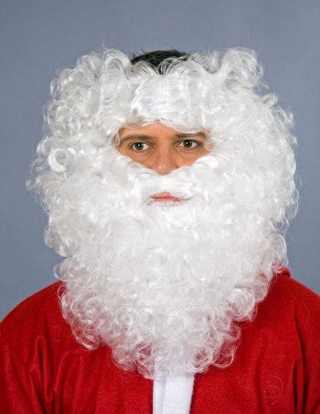 Weihnachtsmann Bart mit Stirnband weiß