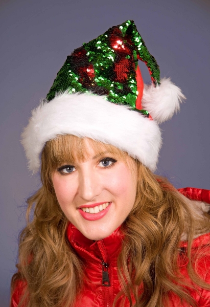 Weihnachtsmütze Nikolausmütze mit Wendepailletten und Pompon