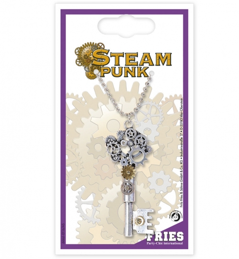 Kette Steampunk, Schlüssel, ca. 60 cm Länge
