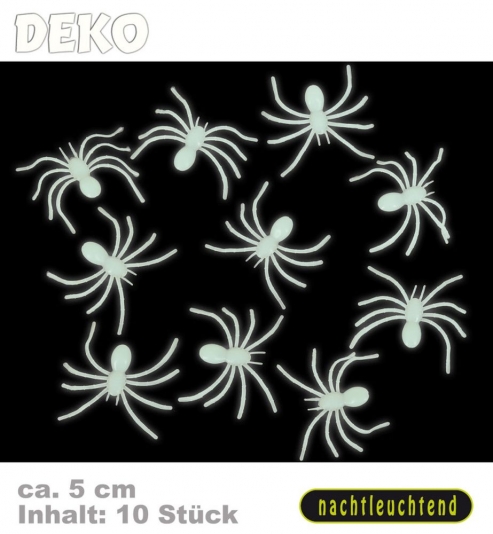 Deko Spinnen, nachtleuchtend, Inhalt: 10 Stück, ca. 5 cm