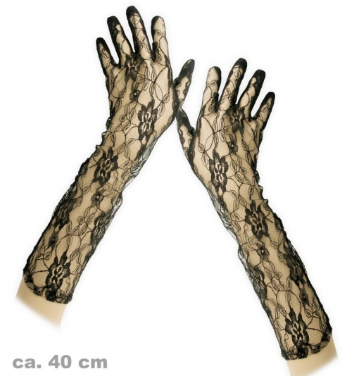 Handschuhe Spitze, schwarz, ca. 40 cm Länge