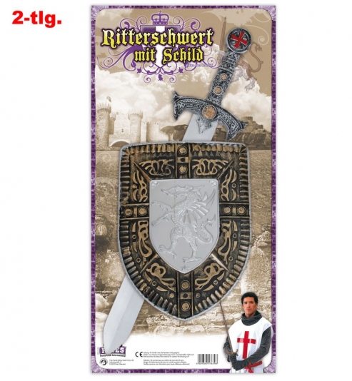 Ritter-Schwert + Schild, Schwert ca. 57 cm Länge