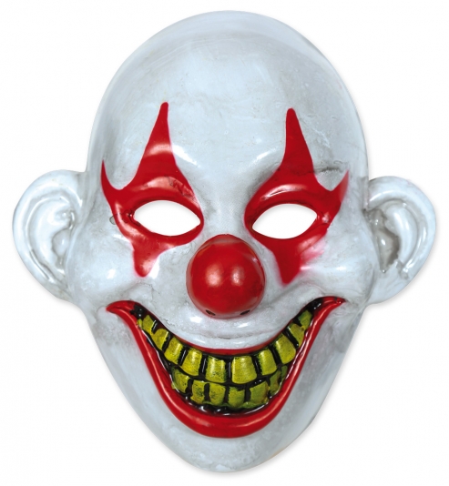 Horrormaske Clown weiß-rot Halbmaske