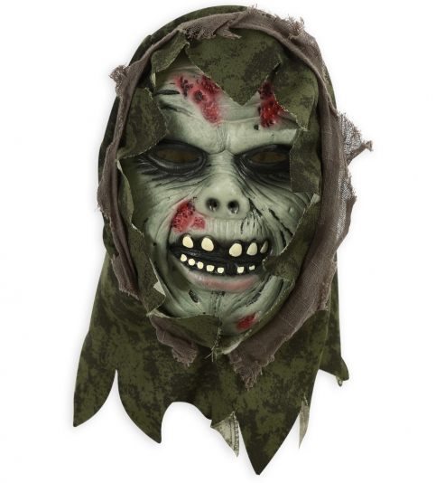 Horrormaske Zombie mit Tuch Halbmaske