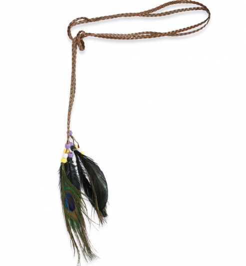 Indianer-Haarband, mit Federn, ca. 165 cm Länge