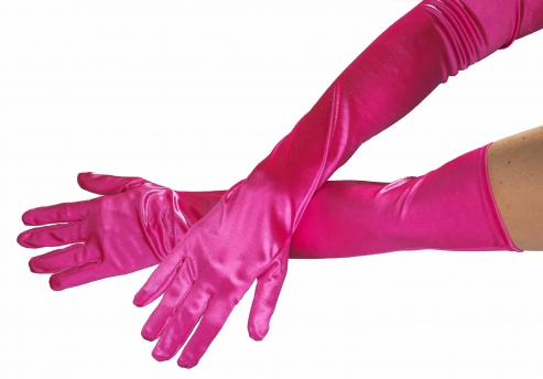 Satinhandschuhe, ca. 50 cm, pink