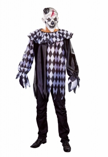 Grusel Clown Horror Pantomime Pierrot Oberteil mit Kragen