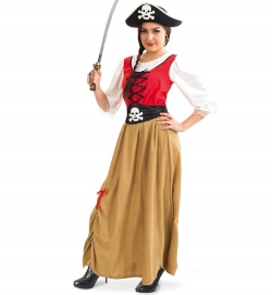 Piratin Kostüm Kleid mit Totenkopf Gürtel