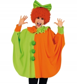 Clown Poncho Neon, 2-farbig, Größe Uni
