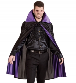 Vampir Umhang mit Stehkragen, schwarz-lila , Größe Uni
