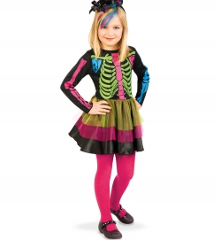 Halloween Kleid Catrina mit Skelettdruck