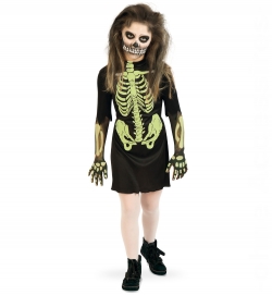 Skelett, Kleid, nachtleuchtend Kinder Halloween-Kostüm