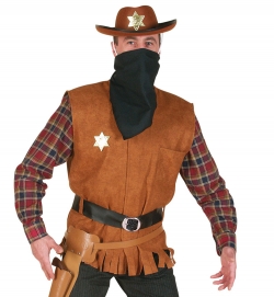 Cowboy Sheriff Weste mit Gürtel + Halstuch