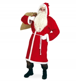 Herren Kostüm Weihnachtsmann Mantel aus Filz mit Kapuze und Kordel 