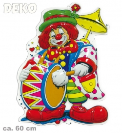 Wanddekoration Faschingsdekoration Clown mit Trommel 60 cm