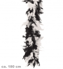 Federboa, 2-farbig weiß/schwarz, ca. 1,80 m Länge, ca. 45g