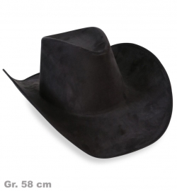 Cowboyhut schwarz, Wildlederoptik, Gr. 58 cm