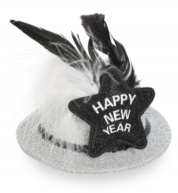Minihut Happy New Year, (Fascinator) mit 2 Haarclips
