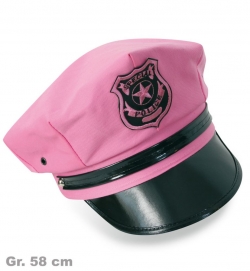 Polizei-Mütze, pink, Gr. 58 cm