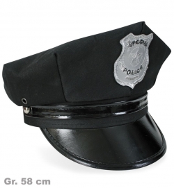 Polizei-Mütze, schwarz, Gr. 58 cm