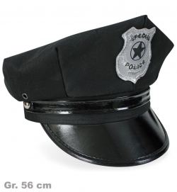 Polizei-Mütze, schwarz, Gr. 56 cm
