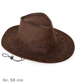 Cowboyhut braun, Wildlederoptik, Gr. 58 cm
