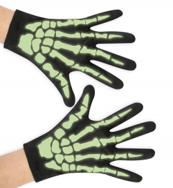 Handschuhe Skelett, nachtleuchtend