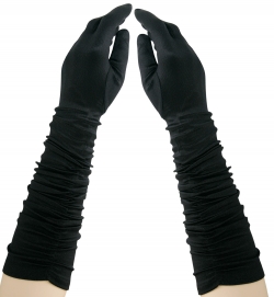 Handschuhe, Satinoptik, gesmokt, schwarz, ca.38 cm Länge