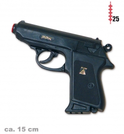 Pistole Polizei, (25er-Streifen Munition), ca. 15 cm Länge