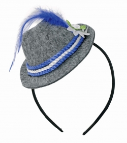 Mini-Trachtenhut auf Kopfbügel, weiß/blau