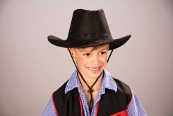 Cowboyhut für Kinder Kunstleder, schwarz